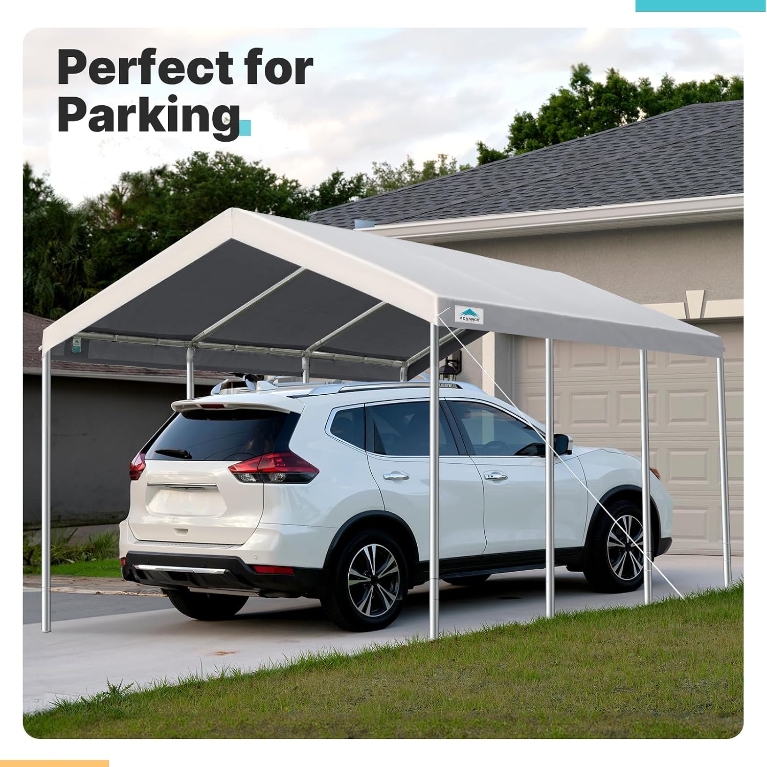 ADVANCE OUTDOOR 10x20 ft Heavy Duty Carport, Adjustable Height Garage Car Canopy Party Tent Boat Shelter, Gray