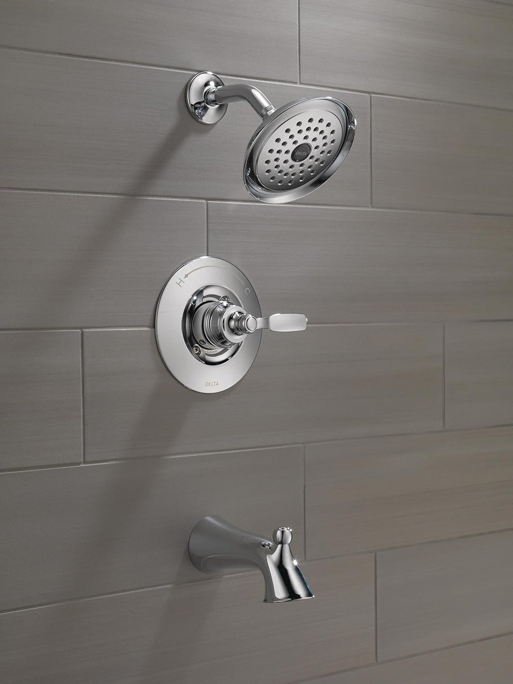 Delta Woodhurst 14 Series Bathtub and Shower Faucet Set, Chrome Shower Head and Handle Set, Valve Trim Kit, Chrome T14432 (Valve Not Included)