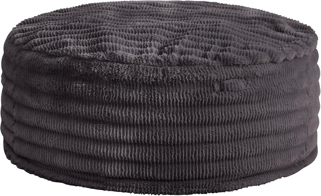 Hobestluk Bean Bag Chairs Beanbag Chair with Filler Adult Bean Bags with Fluffy Ripple Cover, Giant Bean Bag Chairs for Adults (Dark Grey, 5FT - 50' x 50' x 24')