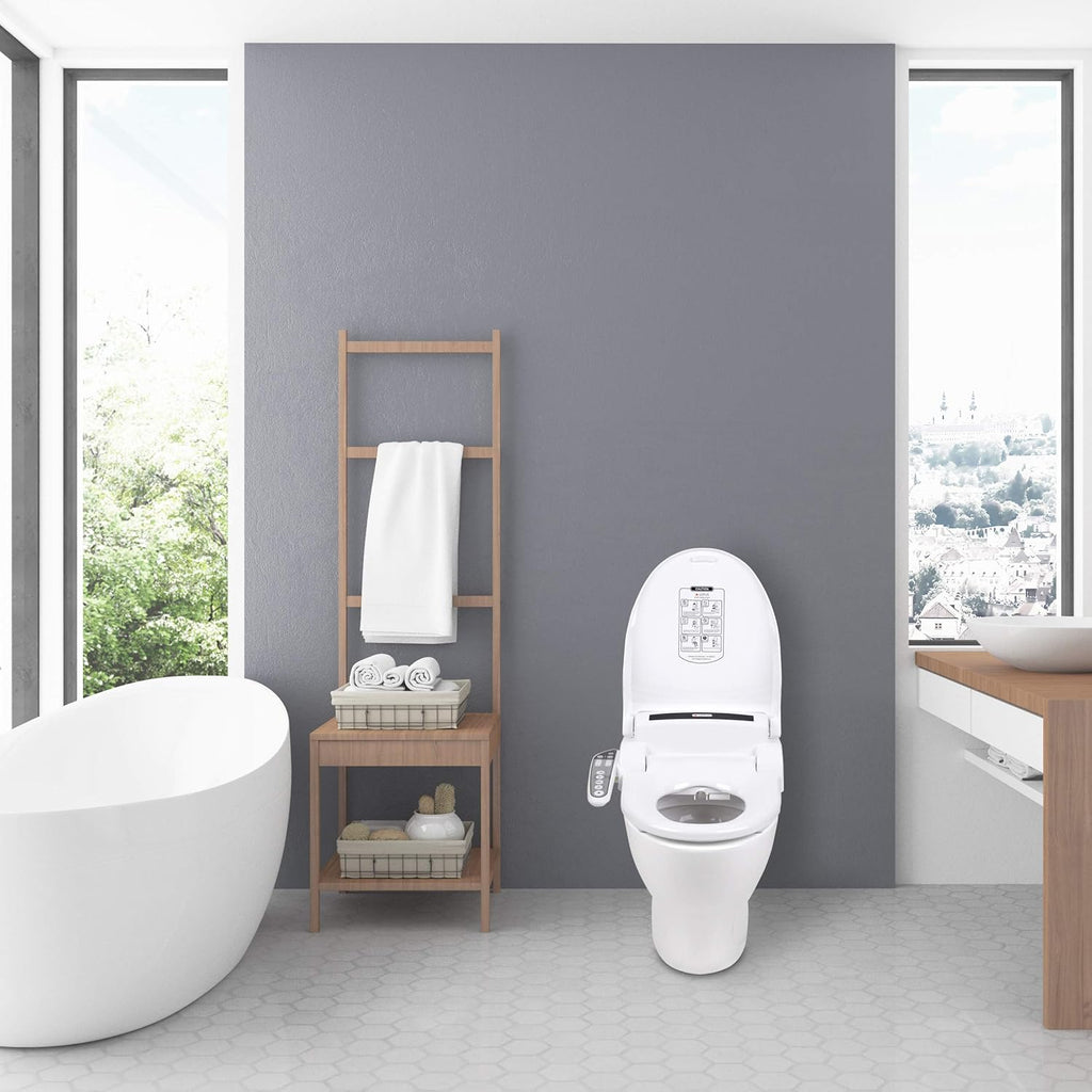 Lotus Bidet Seat ATS-800 Elongated, Heated Seat, Temperature Controlled Wash, Warm Air Dryer, Easy DIY Installation, Made in Korea