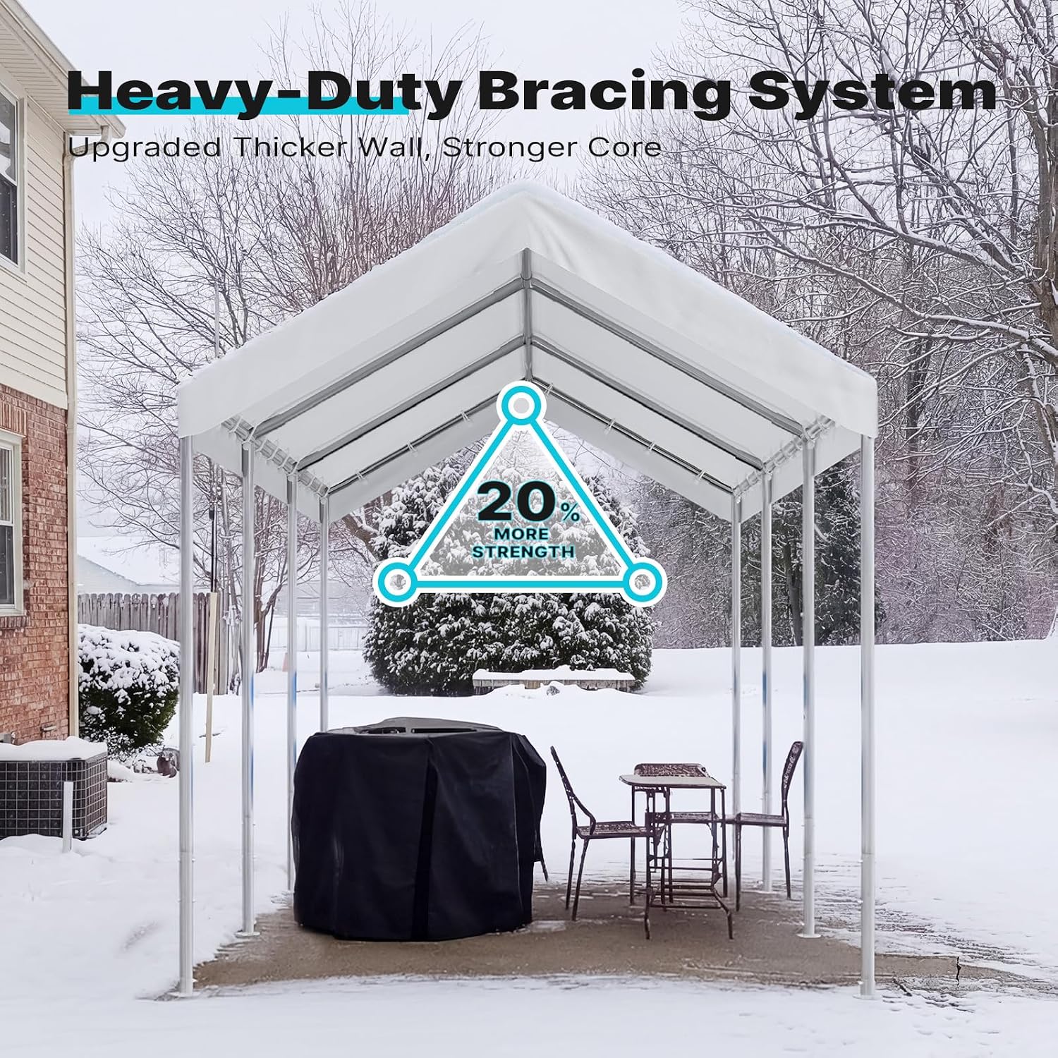 ADVANCE OUTDOOR 10x20 ft Heavy Duty Carport Potable Car Canopy Garage Party Tent Boat Shelter, Adjustable Height from 9.5 ft to 11 ft, White
