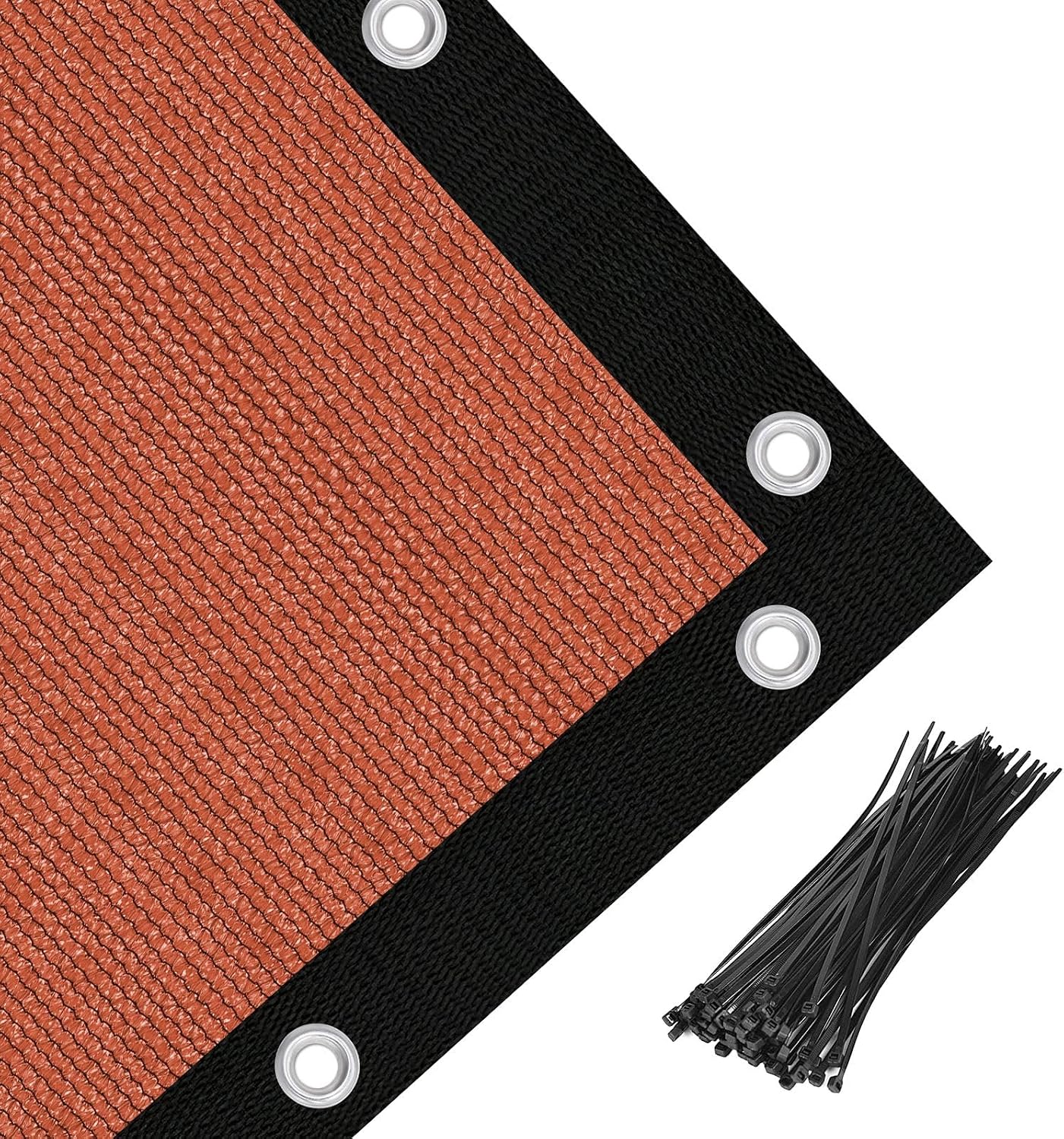 Amagenix 90% Pergola Shade Cover 12' X 20' Rust Red Sun Shade Cloth with Grommets GN07 for Outdoor Garden Patio Porch, Commercial Grade 200 GSM - Cable Zip Ties Included (We Customized)