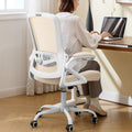 Ergonomic Office Chair, Desk Chair with Adjustable Lumbar Support, Breathable Mesh Comfy Computer Chairs with Flip-up Armrests Executive Task Chair for Adults Home Office (Buff Beige)