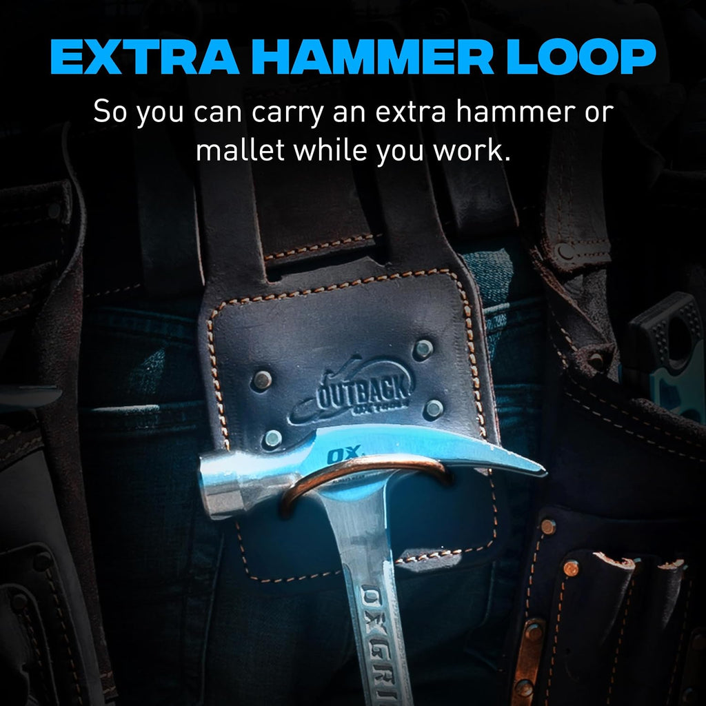 OX Pro Oil Tanned Leather Framing Rig with (XL) Belt and Padded Suspenders Leather Framing Tool Belt with Suspenders and Tool Pouches Dual Hammer Holsters OX-P263610