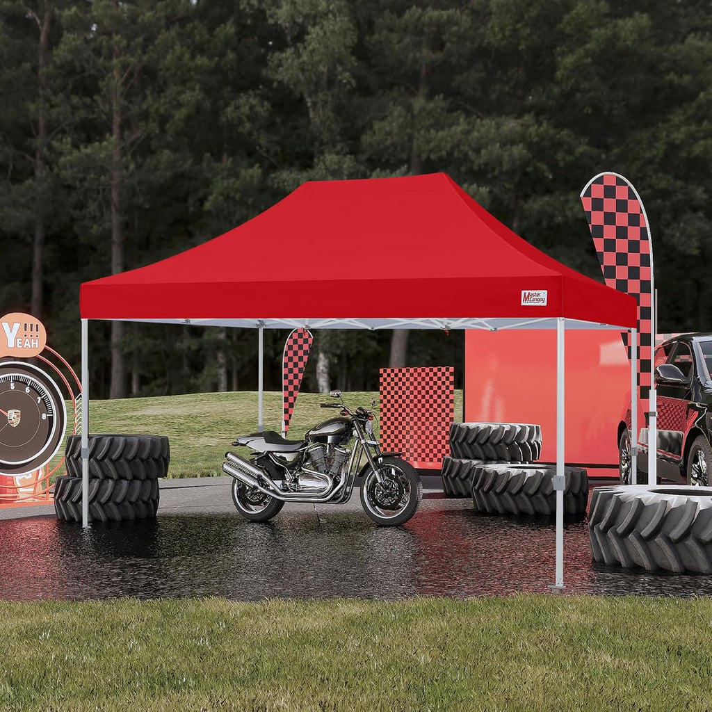 MASTERCANOPY Pop Up Canopy Tent Commercial Grade 10x15 Instant Shelter (Red)