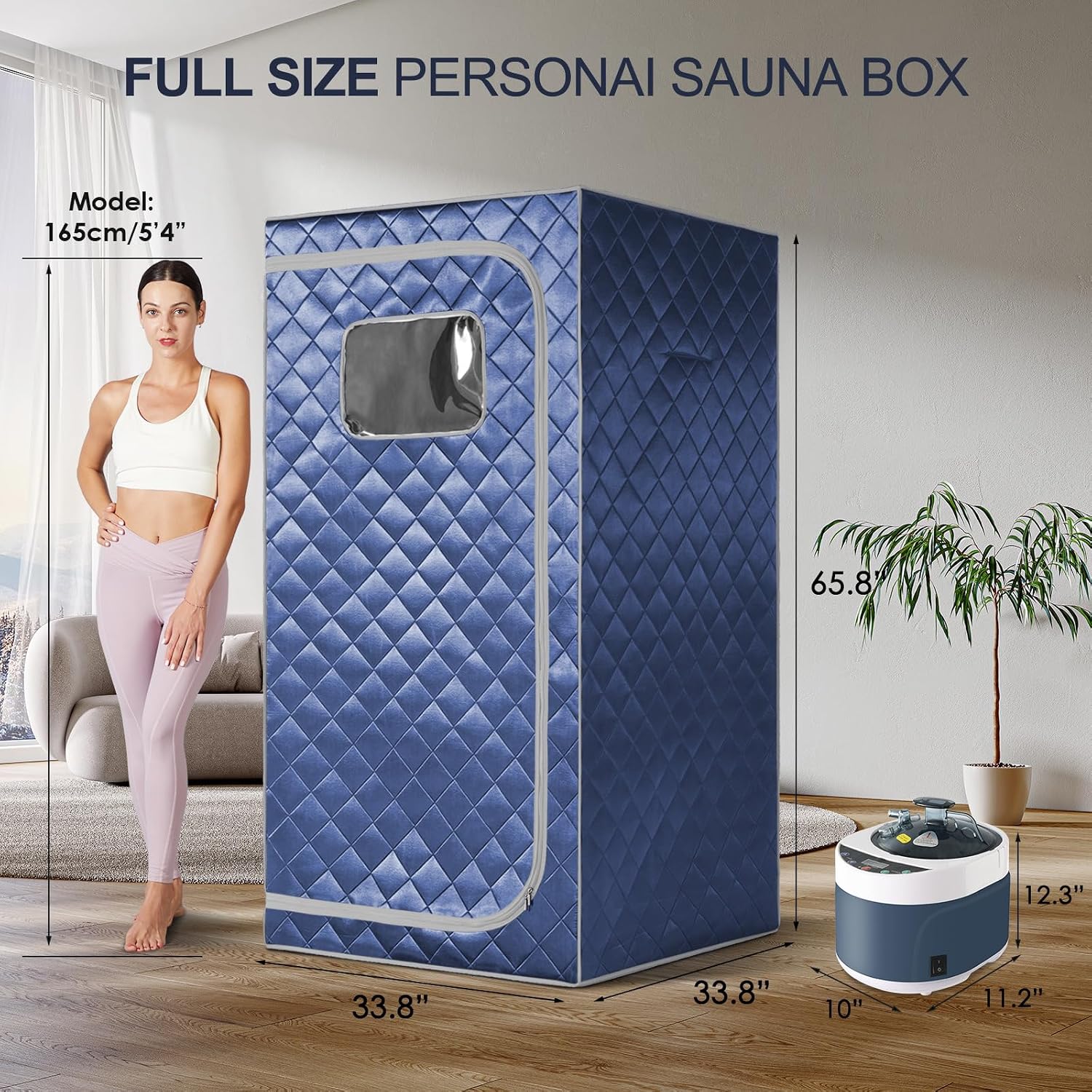 Portable Steam Sauna, Full Size Personal Home Sauna, with 1500W Steam Generator and Timing Control Remote, Foldable Chair, Steam Saunas for Home Spa