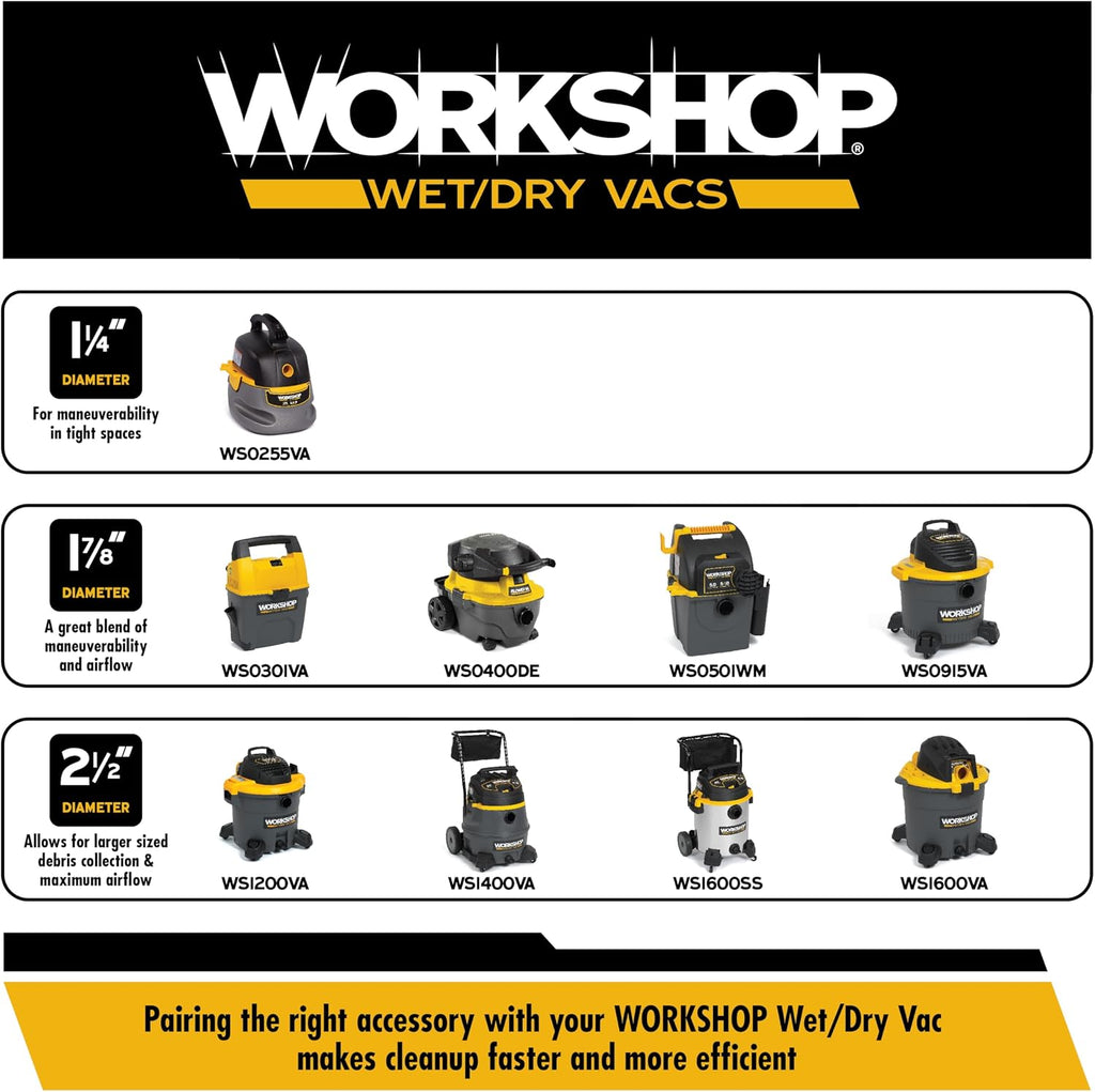 WORKSHOP Wet/Dry Vacs Shop Vacuum WS1600VA 16-Gallon 6.5 Peak HP Heavy-Duty Wet Dry Vacuum Cleaner with Filter, Hose, and Attachments for Home Projects & Renovations