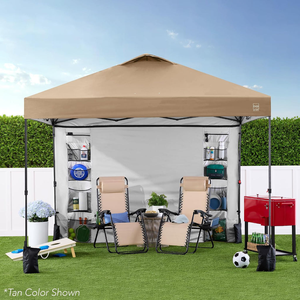 Best Choice Products 10x10ft Pop Up Canopy Tent with Sidewall, 1 Person 1 Minute Set Up, Carry Case, 4 Weight Bags - White