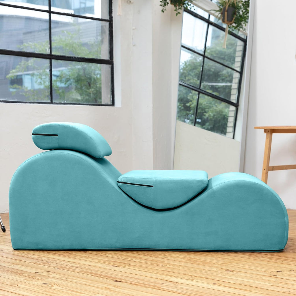 Avana Luvu Lounger - Chaise Lounge Chair for Yoga, Exercise, Stretching - High Density Foam - Removable Cover and Resistant Inner Liner - Made in The USA - Blue