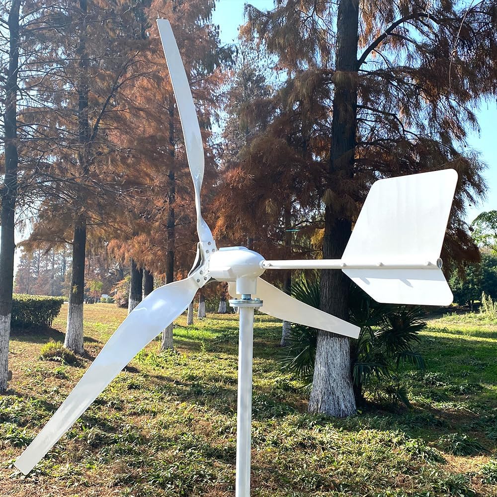 3000W 24V Wind Turbine Generator Kit 3 Blades Wind Power Generator Windmill for Hybrid Solar Wind System with LCD MPPT Charge Controller