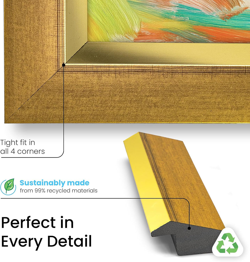 Modern Gold Leaf 75' Slim Deco TV Frame - Compatible ONLY with Samsung The Frame TV and Pro TVs (Fits 2021-2026, LS03A, LS03B,LS03C,LS03D,LS03FA,LS03FW)
