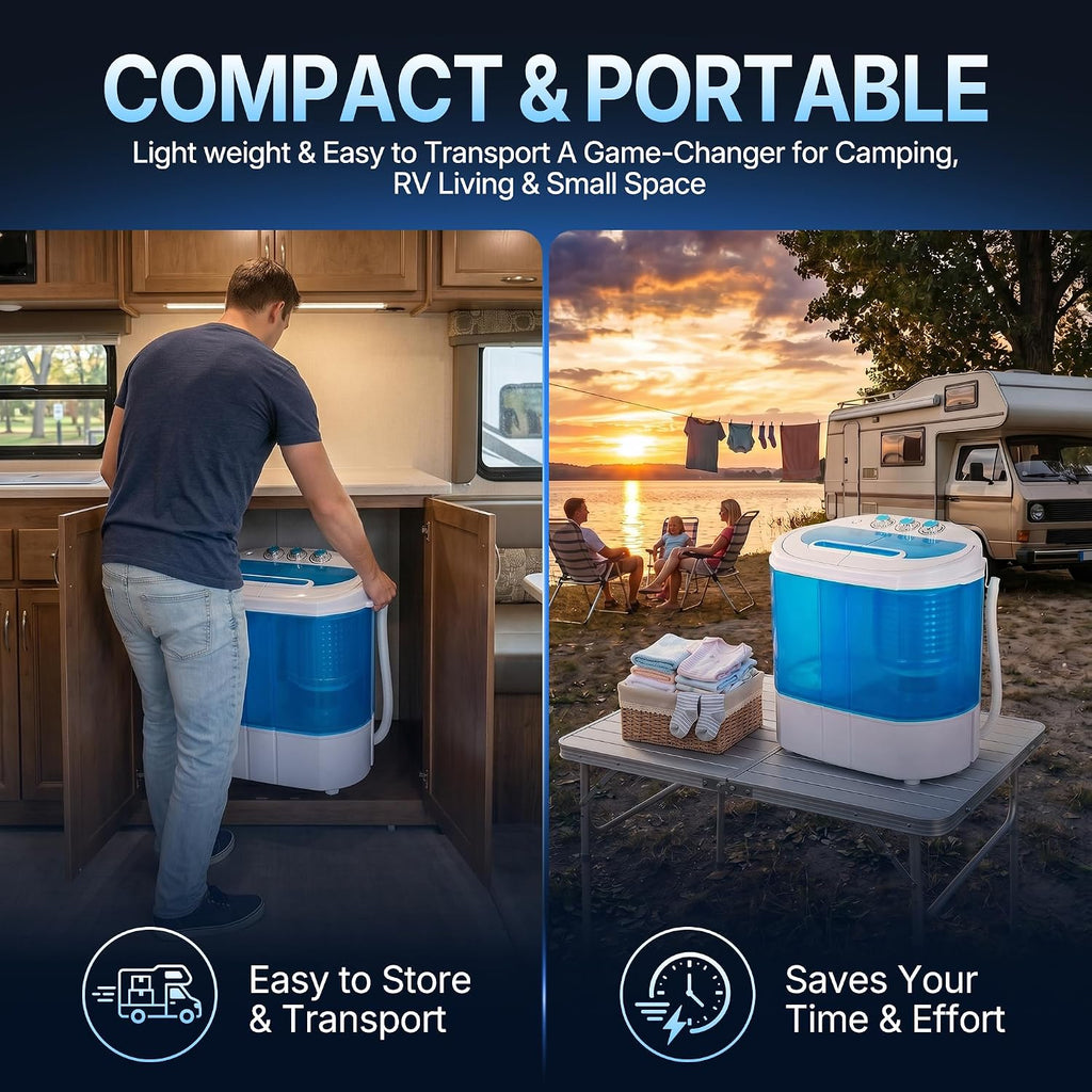 ZENY Portable Clothes Washing Machine Mini Twin Tub Small Laundry Washer Aparment Spin Dryer 9.9lbs Capacity Lightweight for Dormitory, RV blue