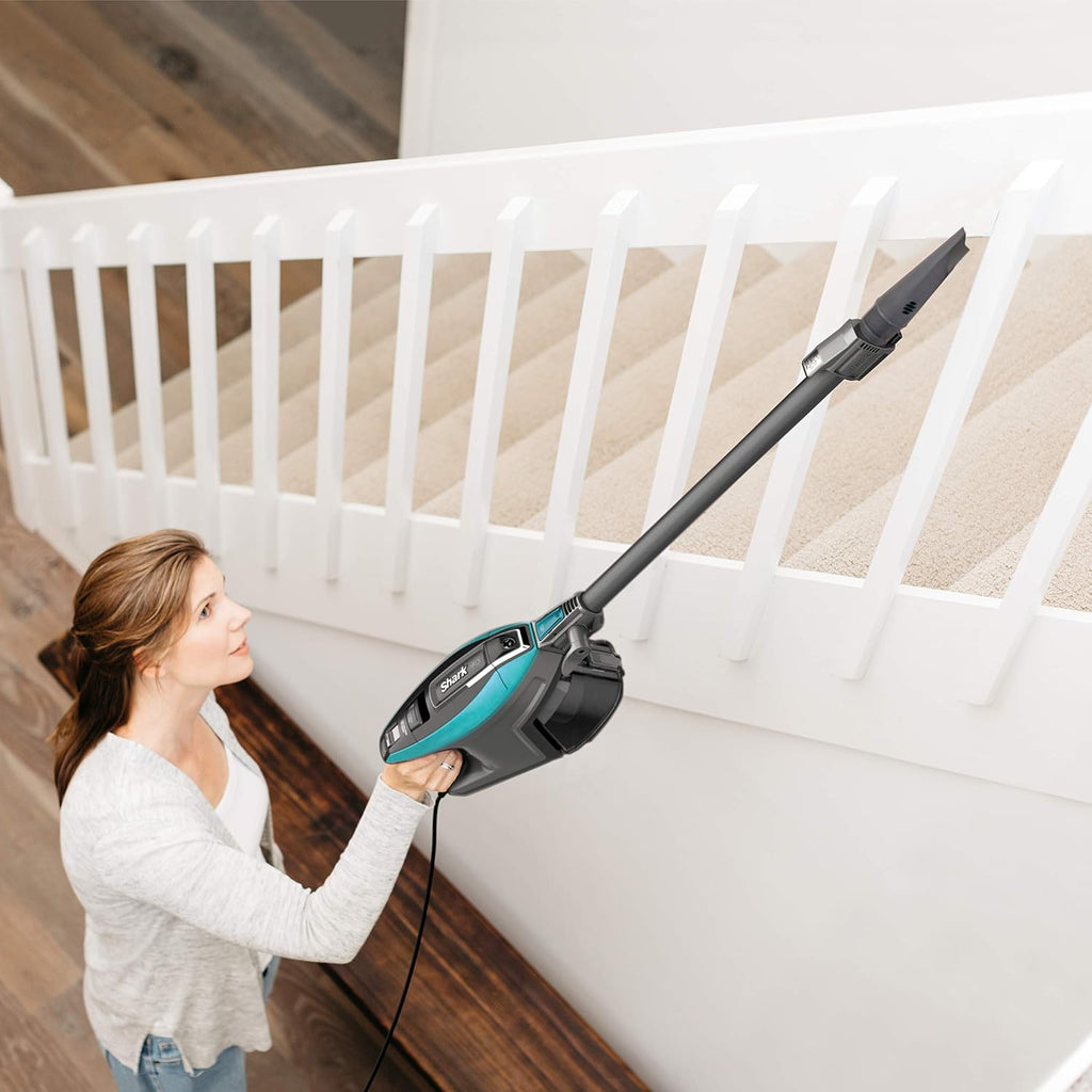 Shark ZS360 APEX Corded Stick Vacuum with DuoClean and Self-Cleaning Brusholl, Precision Duster, Crevice and Pet Multi-Tool, Forest Mist Blue, 10.2 in L x 9.8 in W x 46.4 in H