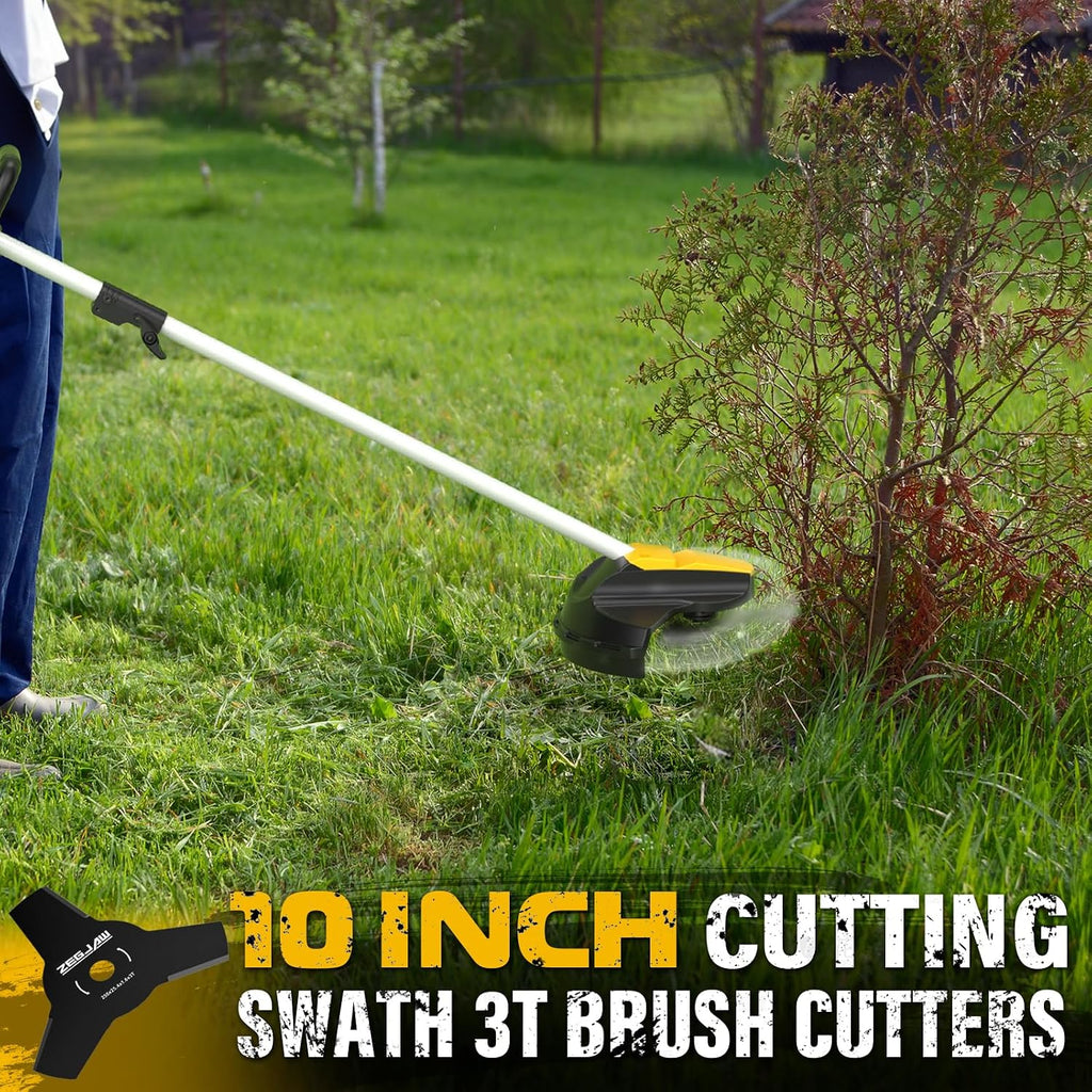 ZEGJAW 40V Weed Wacker Cordless, 8-Inch Pole Saw, Hedge Trimmer and Brush Cutter, 4-in-1 Multi Garden Tools with 2X20V 4.0Ah Batteries and Charger