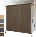 Shade&Beyond Patio Shades Roll Up Outdoor 12' W x 8' H, Cordless Roller Shade Blinds with 90% UV Protection, Exterior Sunshade Cloth Roll for Pergola Porch Gazebo Balcony, Mocha