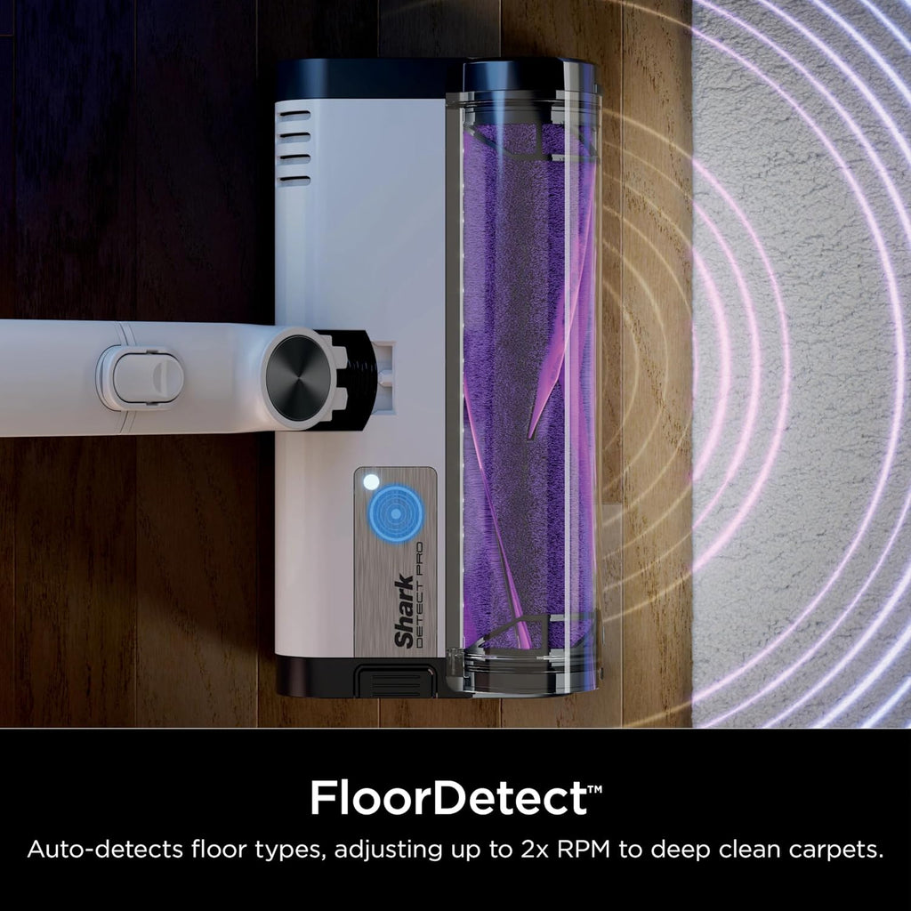 Shark IW3615 Detect Pro Cordless Stick Vacuum with HEPA Auto-Empty System, Flexible Wand, Portable Handheld Attachment, Ideal for Household Pet Hair, 60 Minute Runtime, White/Beats Brass (Renewed)