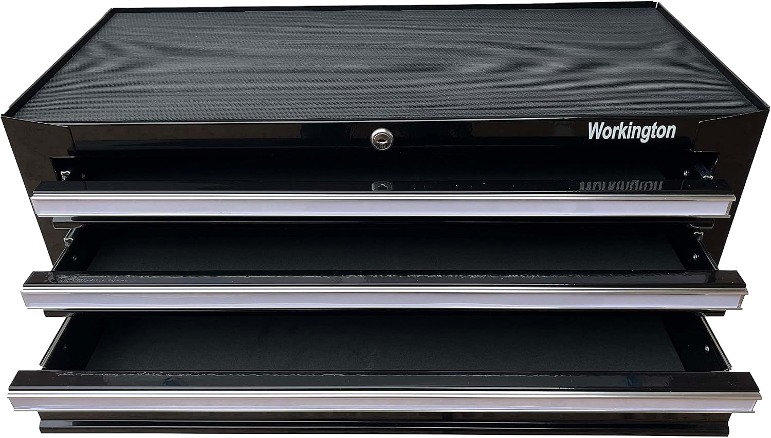 Workington Industrial 3 Drawers Portable Metal Intermediate Box, 26' Middle Tool Chest Cabinet with Ball Bearing Drawer Slides, Steel Tool Storage Box Organizer 4009 Black