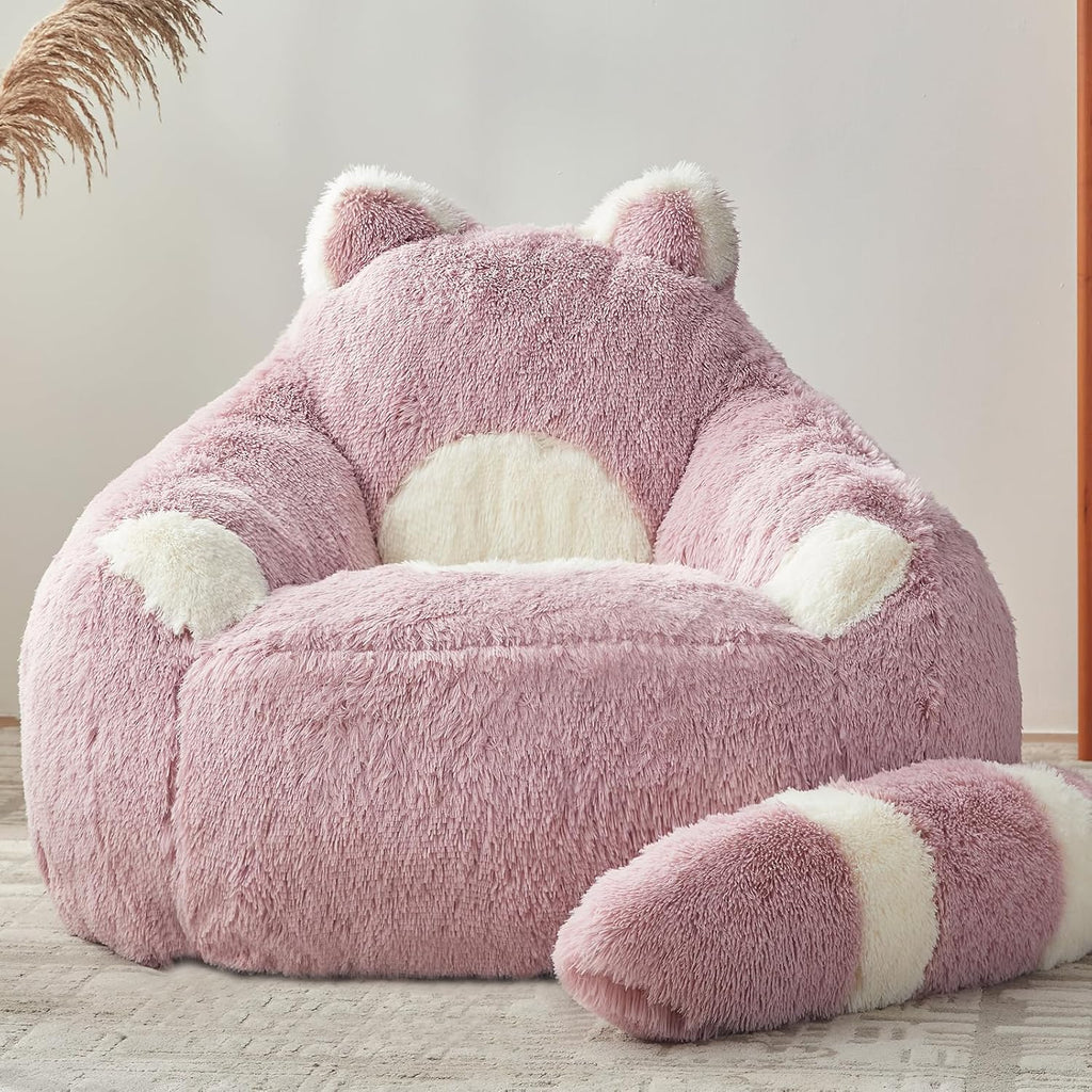 EBENCHICO Giant Bean Bag Chairs for Adults Teens, Plush Beanbag Chair with Filler Comfy Faux Fur Fluffy Bean Bag Sofa Couch for Reading Sleeping