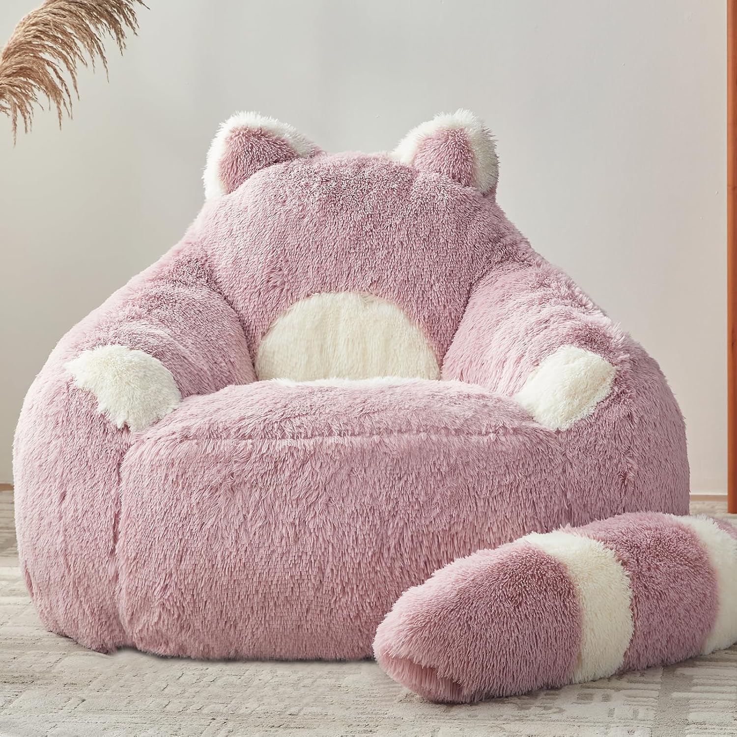 EBENCHICO Giant Bean Bag Chairs for Adults Teens, Plush Beanbag Chair with Filler Comfy Faux Fur Fluffy Bean Bag Sofa Couch for Reading Sleeping