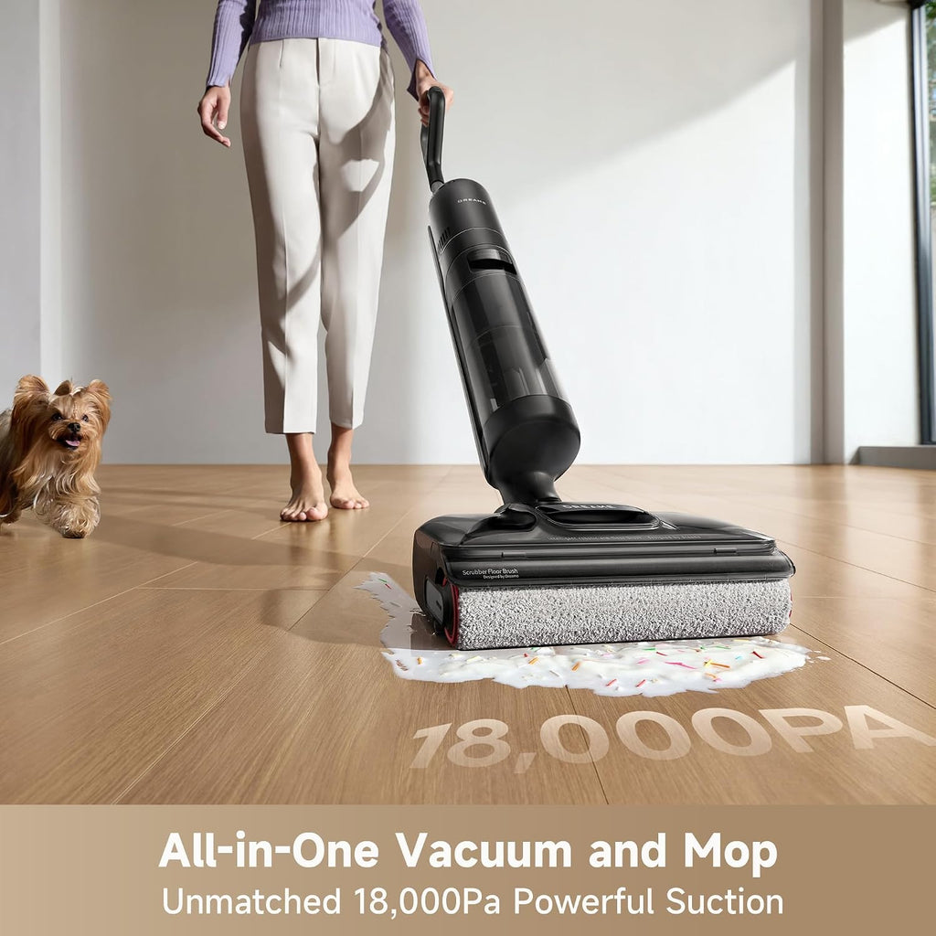 DREAME H12 Pro FlexReach Wet Dry Vacuum Cleaner, 0 Tangle Cordless Vacuum Mop All-in-One for Hard Floors, 180° Lie-Flat with 194°F Self-Cleaning, 50Mins Runtime (Renewed)