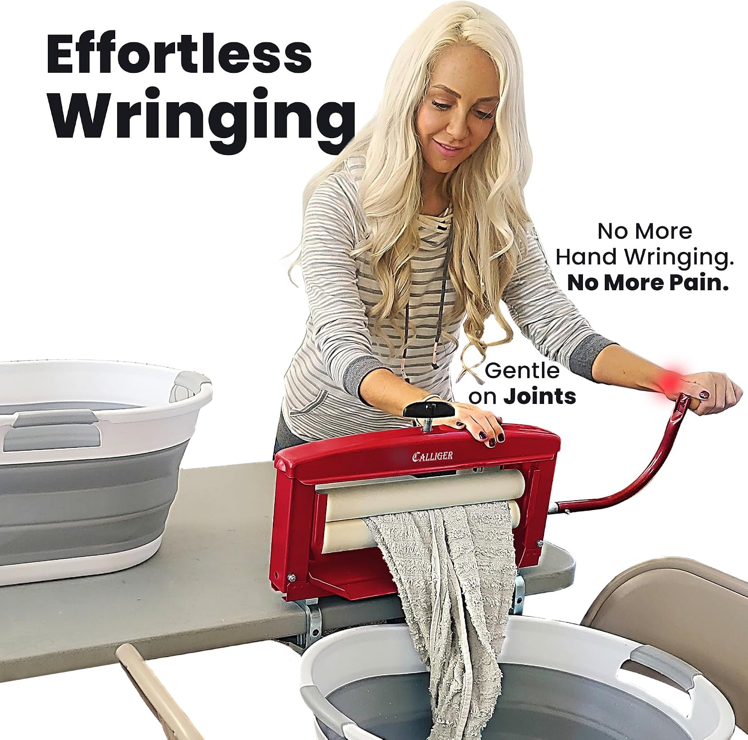 Northwood Calliger Clothes Wringer – Manual Laundry Wringer for Better Moisture Removal Than Portable Washers or Dryers – Heavy‑Duty Off‑Grid Washing Machine Alternative - Red