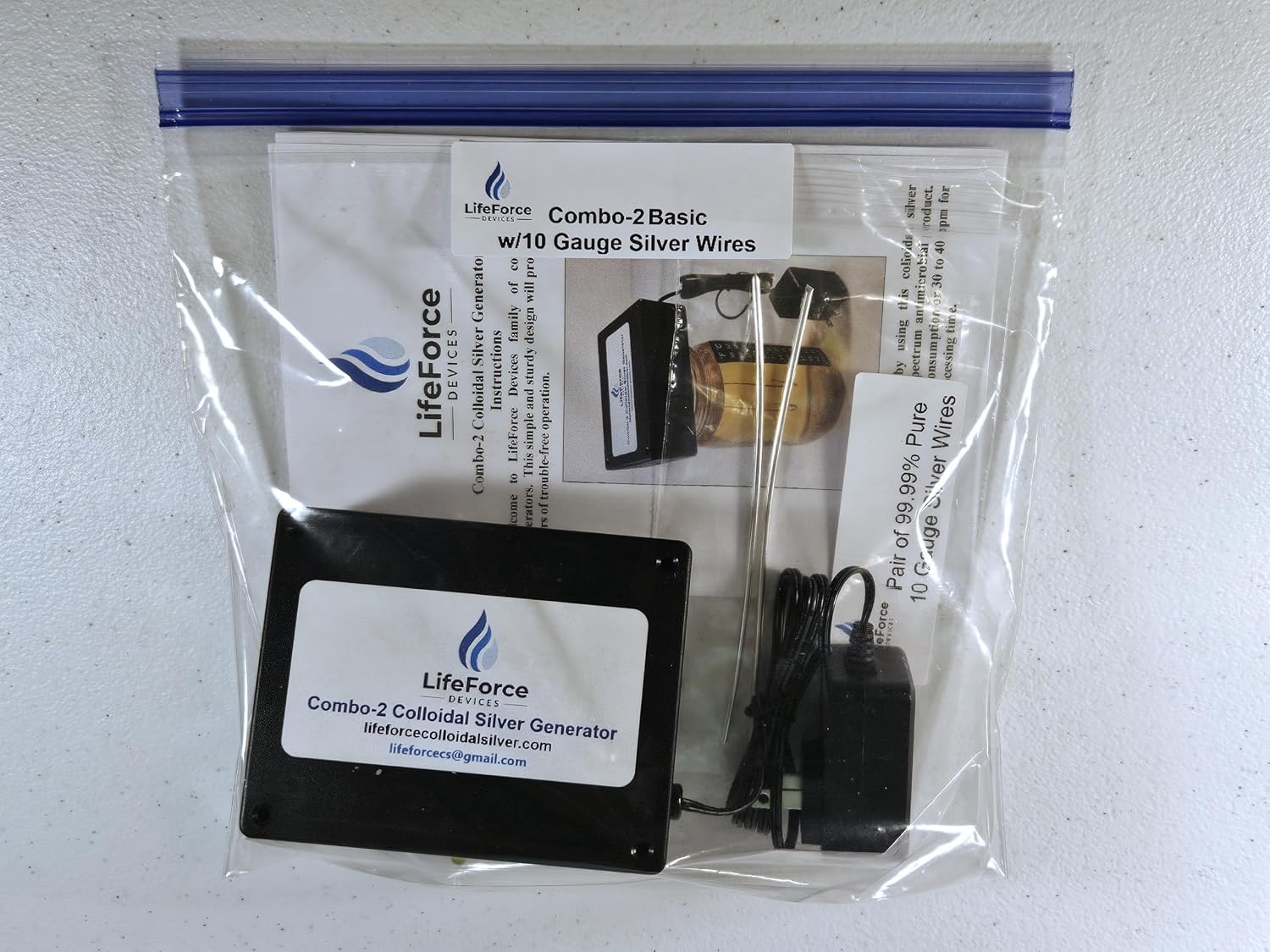 COMBO-2 Basic Silver Generator Package – Home & Off-Grid Solution Kit – Makes 32oz in 16 Minutes – Dual Power with Pure Silver Wires (Gauge-10)