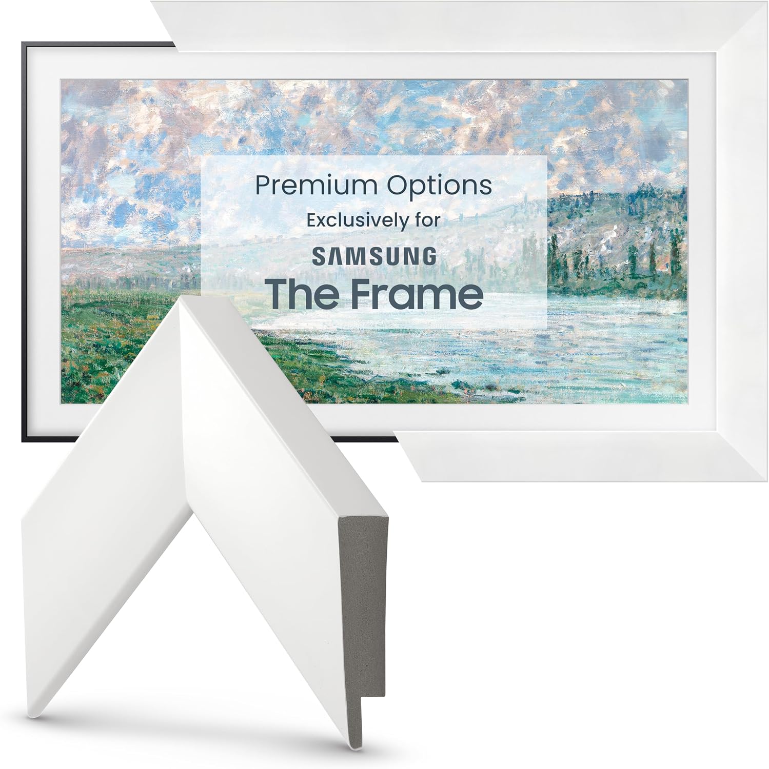 Gloss White 85' Premiere Deco TV Frame - Compatible ONLY with Samsung The Frame TV and Pro TVs (Fits 2021-2026, LS03A, LS03B,LS03C,LS03D,LS03FA,LS03FW)