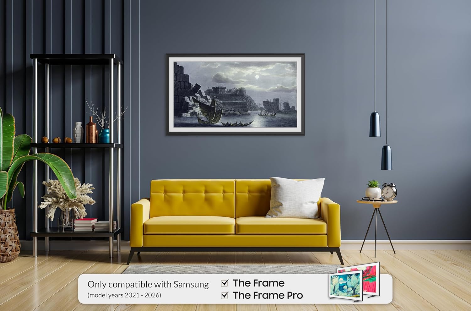 Anodized Black Scoop 65' Alloy Deco TV Frame - Compatible ONLY with Samsung The Frame TV and Pro TVs (Fits 2021-2026, LS03A, LS03B,LS03C,LS03D,LS03FA,LS03FW)