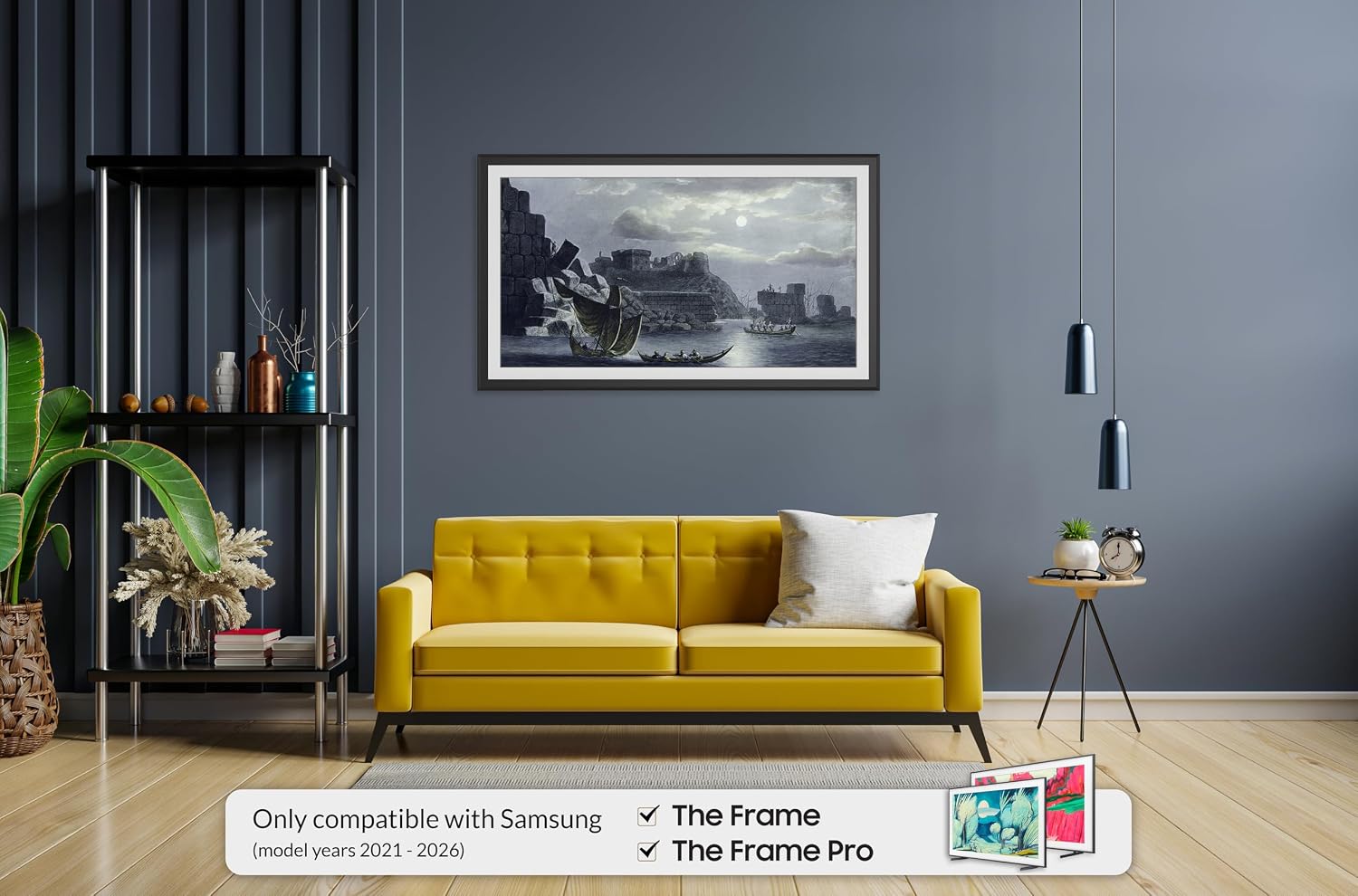 Anodized Black Scoop 32' Alloy Deco TV Frame - Compatible ONLY with Samsung The Frame TVs (Fits 2021-2026, LS03A, LS03B, LS03C, LS03D, LS03FA)