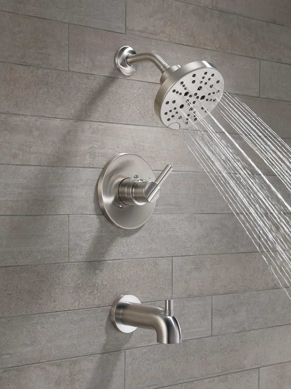 Delta Nicoli 14 Series H2Okinetic Bathtub and Shower Faucet Set, Brushed Nickel Shower Head and Handle Set, Valve Trim Kit, Stainless 144749-SS (Valve Included)