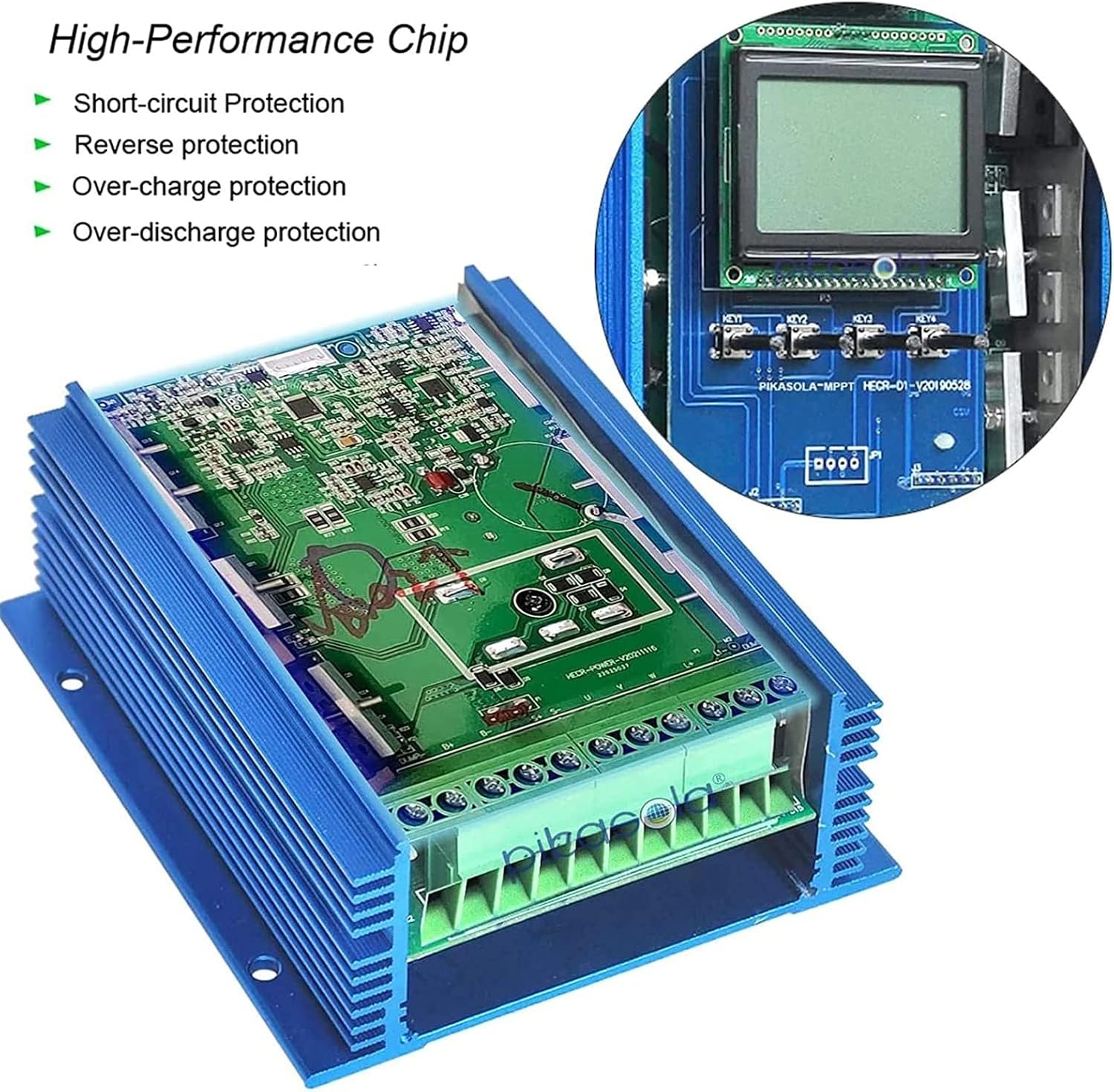 Mppt Wind Solar Hybrid Charge Controller 3000W 12V/24V/48V Solar Panel Adjustment Machine for Wind Turbine Generator /Solar Panel Battery Charger(Blue),12v
