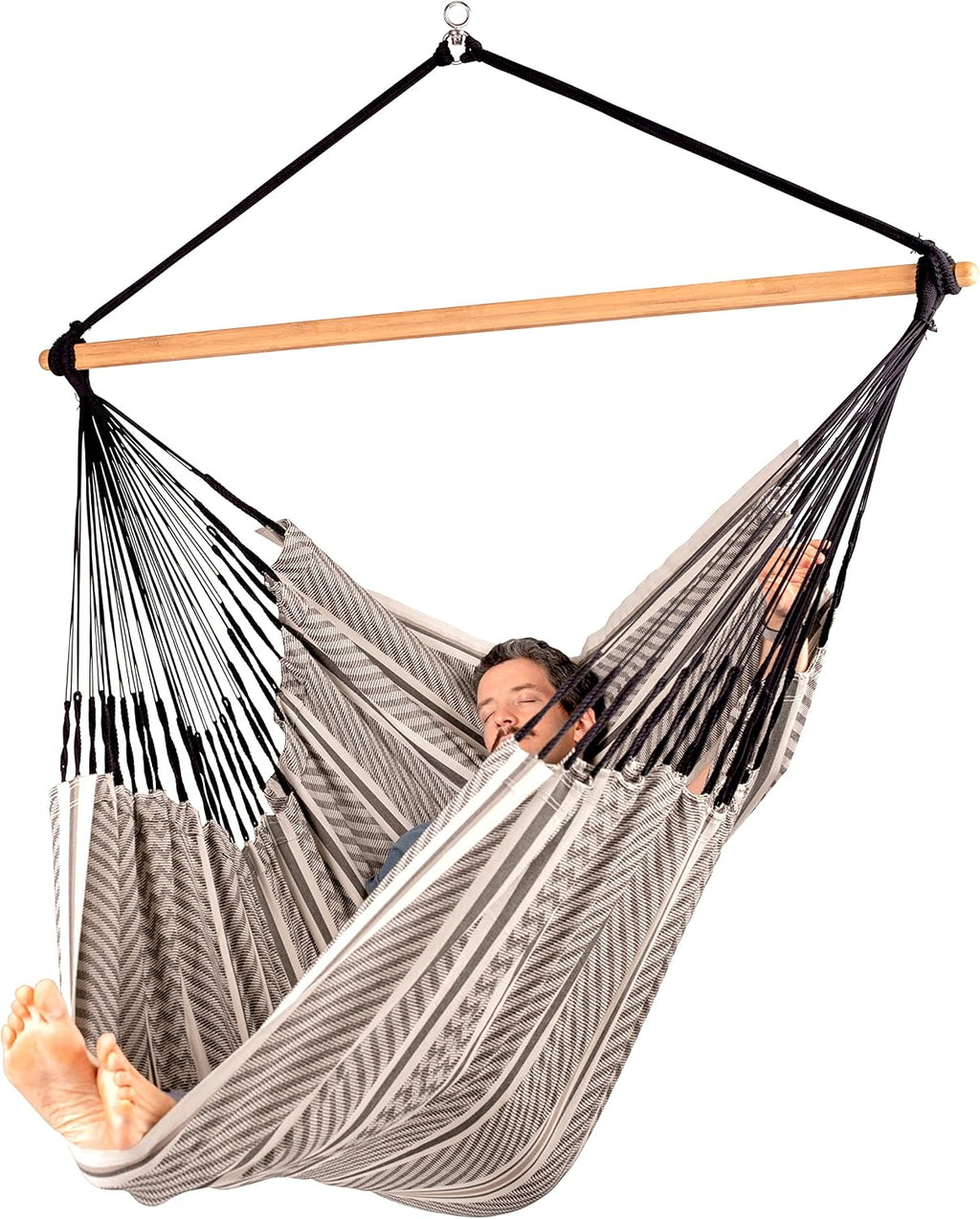 La Siesta® - XL King Habana Cotton Hanging Hammock Chair, Indoor Outdoor Hammock Swing Chair, Boho Hanging Chair Bedroom Patio, Max 355 Lbs, Zebra