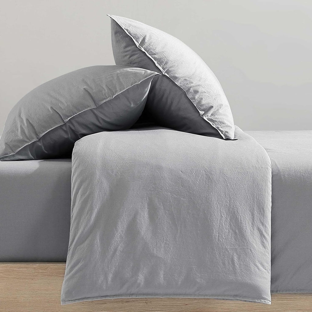 Calvin Klein - Queen Comforter Set, Modern Cotton Washed Percale Bedding with Matching Shams, Oeko-Tex Certified (Washed Percale Steel Blue, Queen)