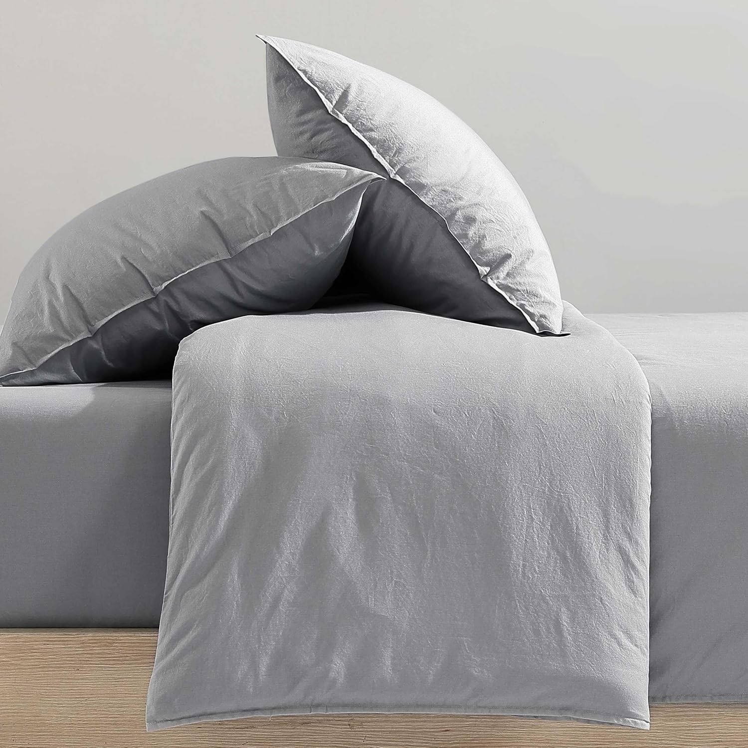 Calvin Klein - Queen Comforter Set, Modern Cotton Washed Percale Bedding with Matching Shams, Oeko-Tex Certified (Washed Percale Steel Blue, Queen)