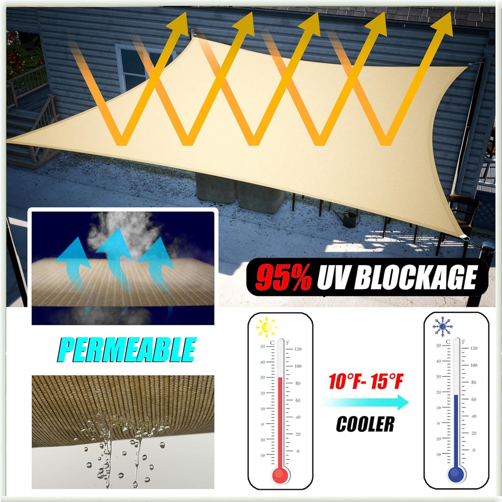Amgo Custom Size 12' x 20' x 23.3' Black Right Triangle Sun Shade Sail UPF50+ AGTAPT22, Order to Make Canopy Awning, 95% UV Blockage, Water & Air Permeable, Commercial Standard (We Customize)