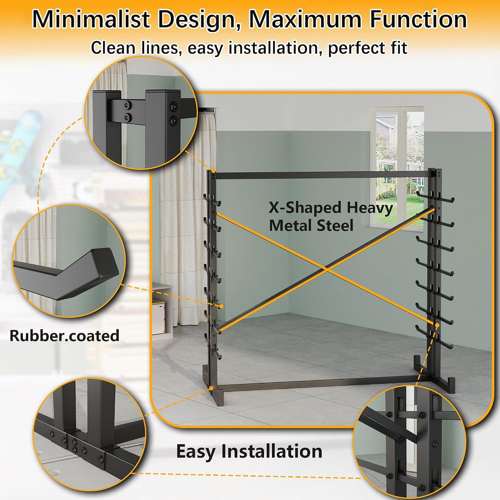 Soywey 7-Tier Steel Horizontal Storage Rack,Detachable Lumber Storage Rack,Load 2000 Lbs Heavy Adjustable Pipe Rack Lumber Organizer Shelf for Garage Workshop Shed Basement Black(No Wheel)