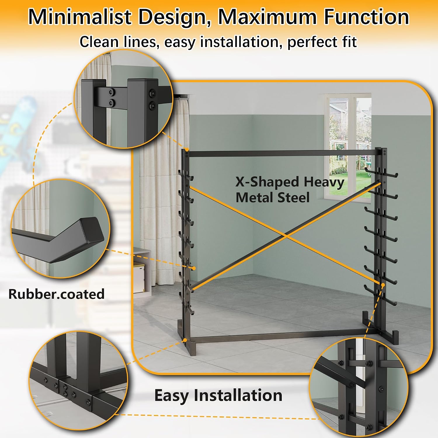 Soywey 7-Tier Steel Horizontal Storage Rack,Detachable Lumber Storage Rack,Load 2000 Lbs Heavy Adjustable Pipe Rack Lumber Organizer Shelf for Garage Workshop Shed Basement Black(No Wheel)