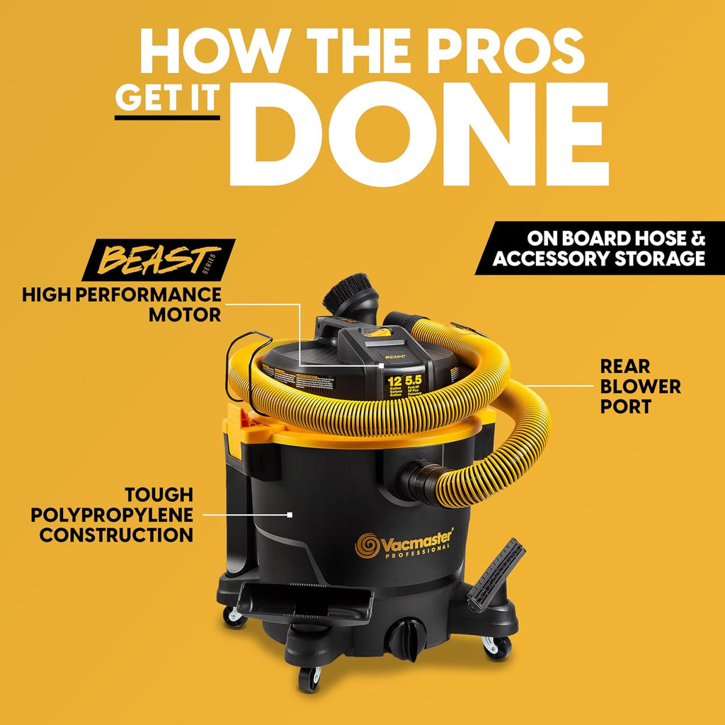 Vacmaster Professional Beast Series 12-Gallon 5.5 Peak HP Wet/Dry Vacuum- VJH1211 PF 0205