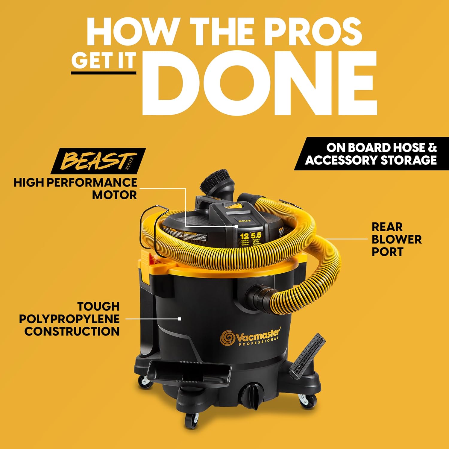 Vacmaster Professional Beast Series 12-Gallon 5.5 Peak HP Wet/Dry Vacuum- VJH1211 PF 0205
