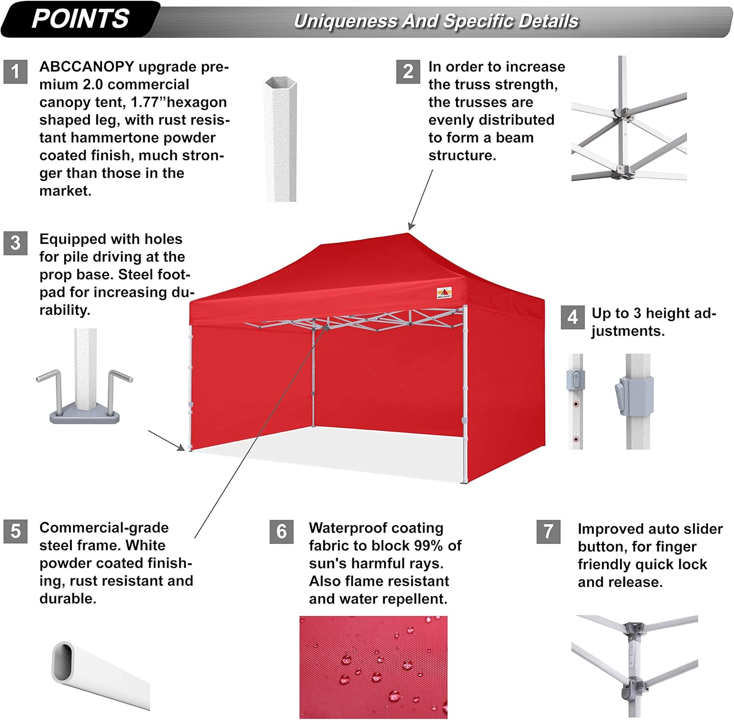 ABCCANOPY Premium Canopy Tent Commercial Instant Shade 10x15 Premium-Series, Red