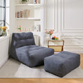 Bean Bag Chair with Ottoman, Giant Bean Bag Chairs for Adults with Memory Foam, Comfy Bean Bag Sofa for Bedroom, Lounge Beanbag of Reading and Gaming with Filler Included(Gray)