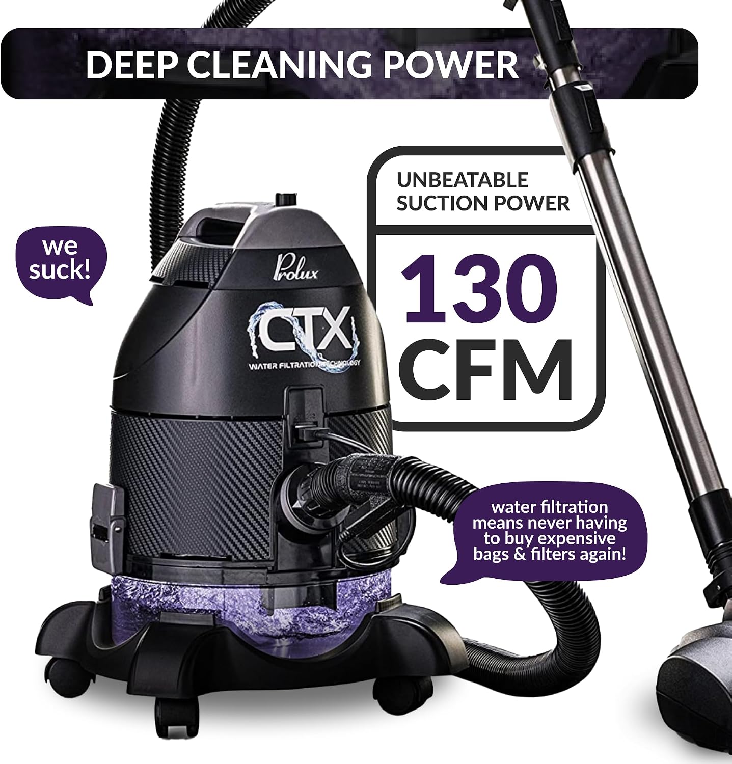 Prolux CTX Water Filtration Vacuum with Carpet Shampooer & Tile Scrubber The Ultimate All-in-One Deep Cleaning Machine