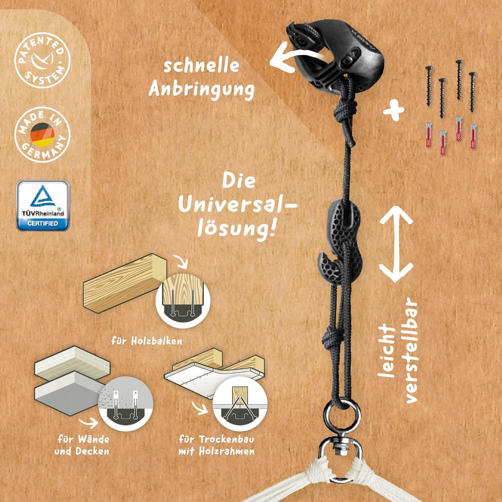 LA SIESTA® - XL King Habana Cotton Hammock Chair & CasaMount - Hanging Chair w/Suspension Kit for Walls Ceilings & Square Beams - Indoor Outdoor Swing Hanging Chair Bedroom Patio Balcony - Agave
