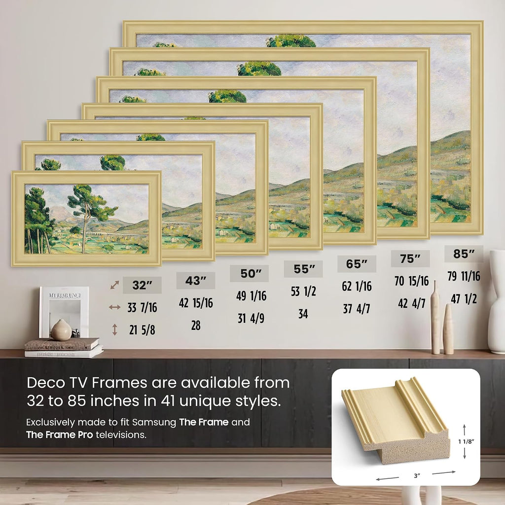 Antique White 75' Premiere Deco TV Frame - Compatible ONLY with Samsung The Frame TV and Pro TVs (Fits 2021-2026, LS03A, LS03B,LS03C,LS03D,LS03FA,LS03FW)