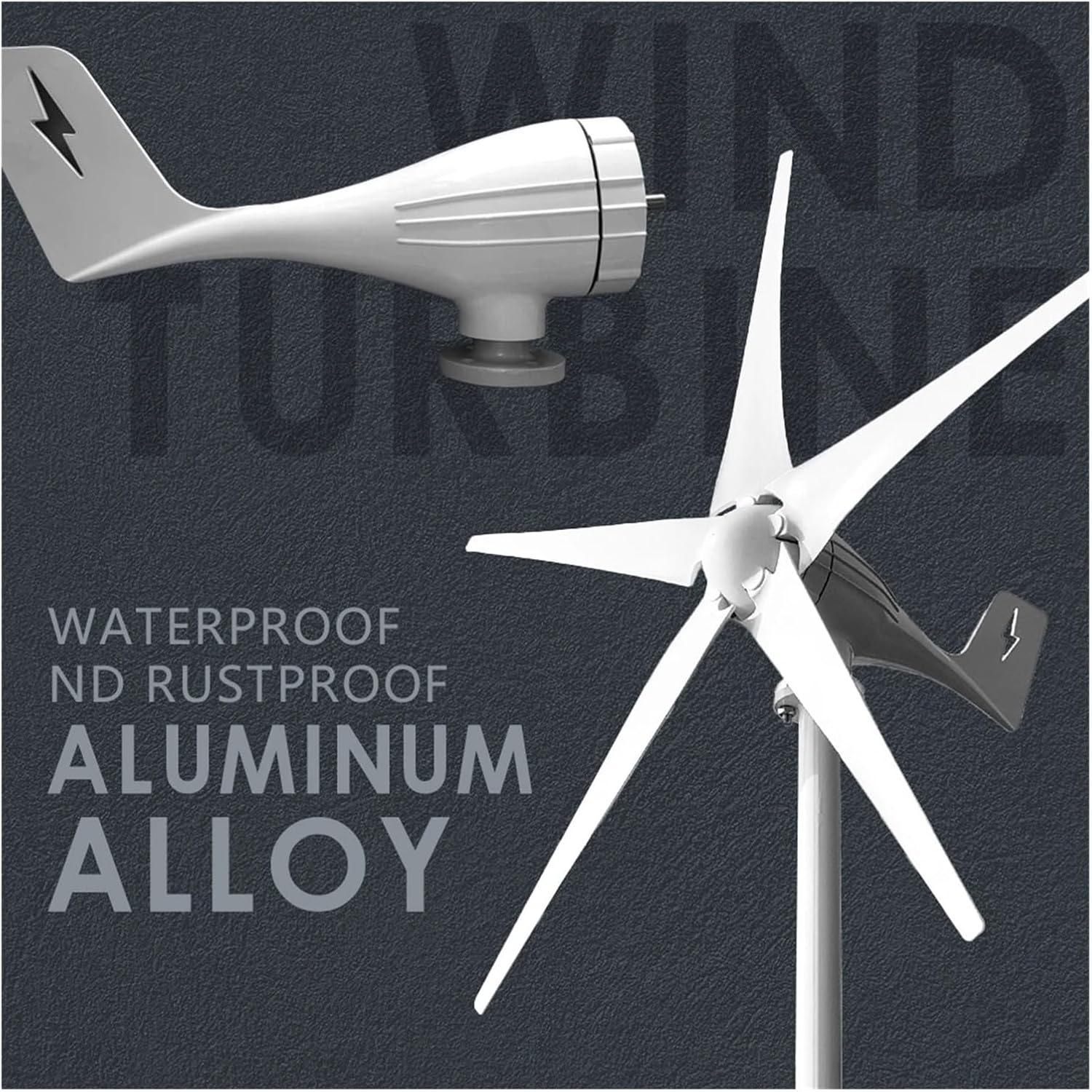 ROROLL Micro Wind Turbine, Free Energy Wind Turbine Generator 3000w 12v 24v 48v 5 Blades Windmills RV Yacht Farm For Home Use High Wind Energy Utilization (Color : White, Size : 12V)