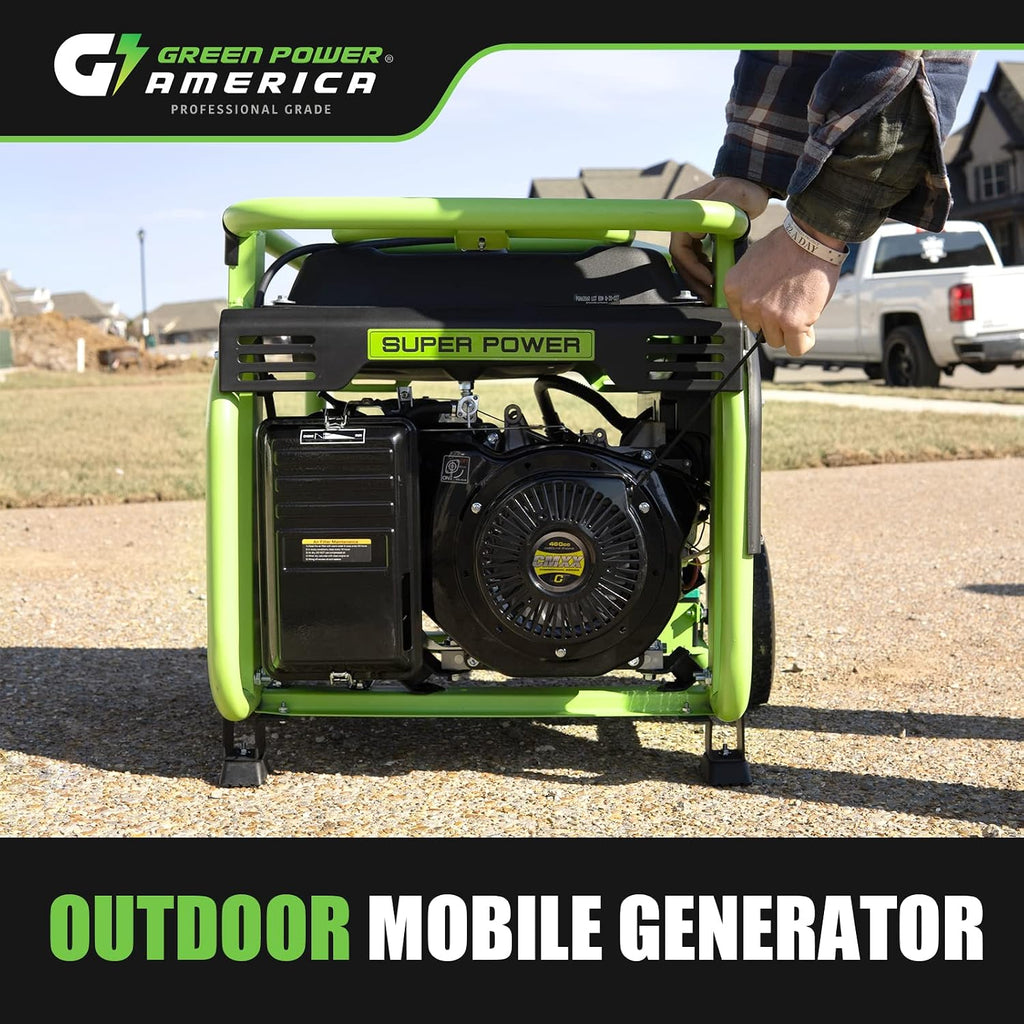 Green-Power America 12000 Watt Gasoline Powered Portable Generator, Recoil/Electric Start, 12V-8.3A Charging Outlets, Home Back Up & RV Ready, 49 State Approved