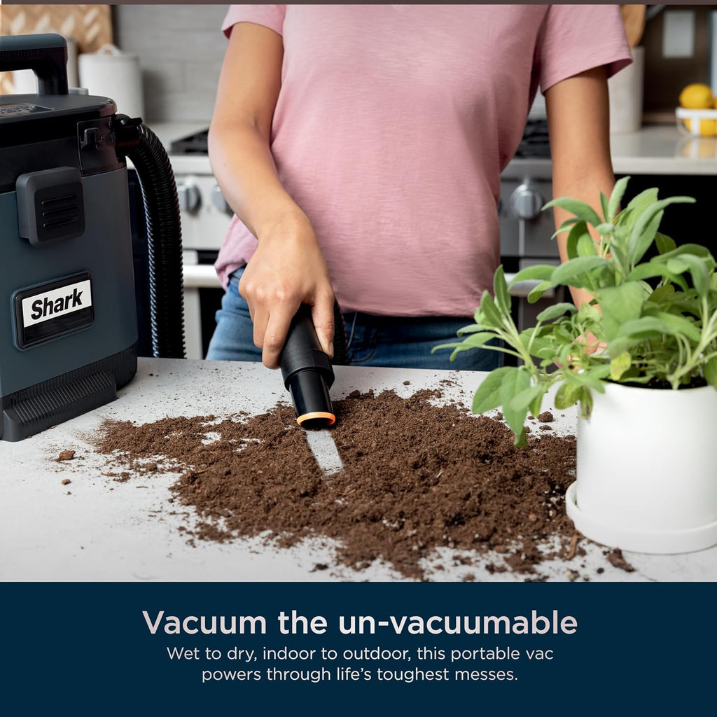 Shark MessMaster Portable Wet Dry Vacuum, 1 Gallon Capacity, True Grip Accessory Suite, Corded, Perfect for Pets & Cars, Ultra-Powerful Suction for Tough Wet & Dry Messes, Burgundy, UV105