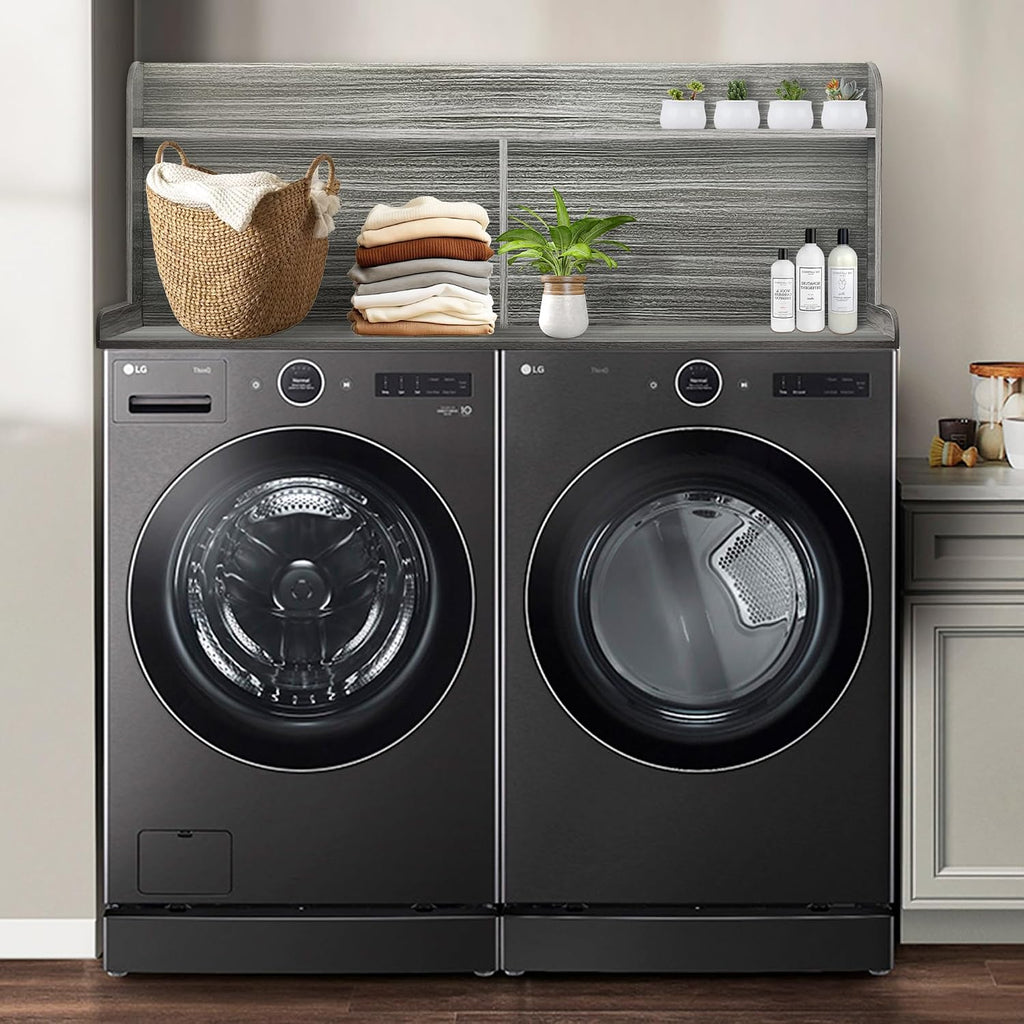 Royxen Laundry Countertop with 20' Shelf Universal Fit, Washer and Dryer Countertop with Storage Space, Eucalyptus