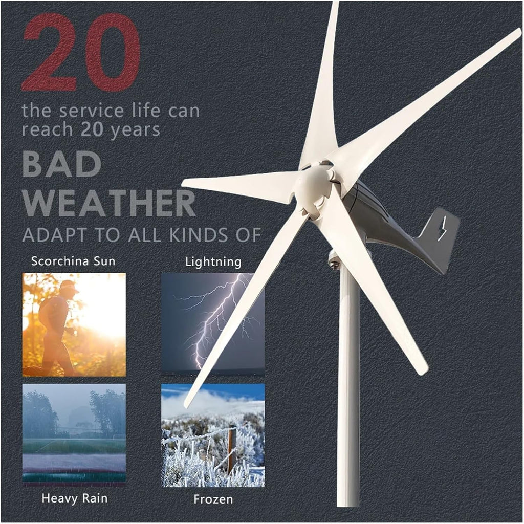 Wind Turbines, Free Energy Wind Turbine Generator 3000w 12v 24v 48v 5 Blades Windmills RV Yacht Farm for Home Use(12V)