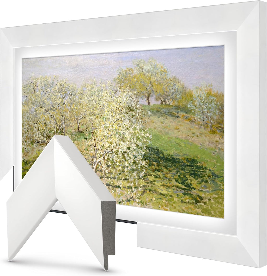 Gloss White 85' Premiere Deco TV Frame - Compatible ONLY with Samsung The Frame TV and Pro TVs (Fits 2021-2026, LS03A, LS03B,LS03C,LS03D,LS03FA,LS03FW)